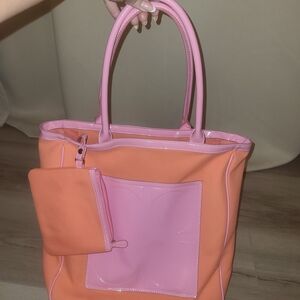 Liz Claiborne Pink and Orange Tote Bag